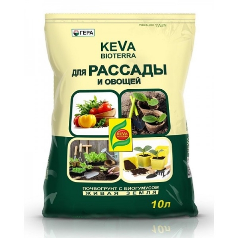 Грунт Гера Keva Bioterra Для рассады и овощей с биогумусом 10л (упаковка - 8шт)