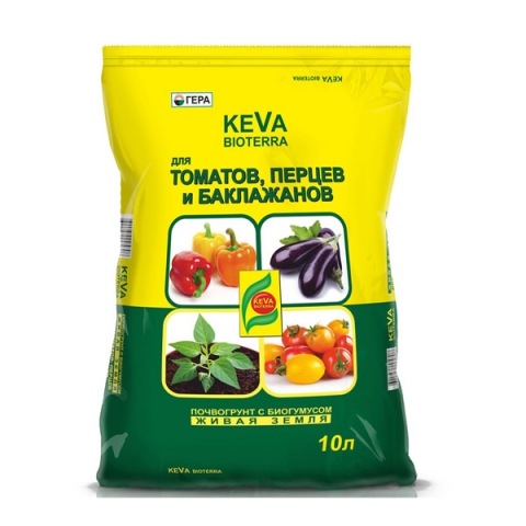 Грунт Гера Keva Bioterra Для томатов и перцев с биогумусом 10л