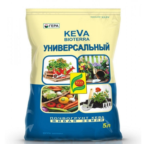 Грунт Гера Keva Bioterra Универсальный с биогумусом 5л (упаковка - 10шт)