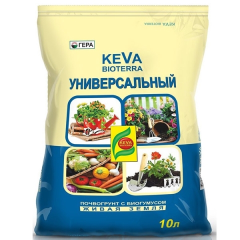 Грунт Гера Keva Bioterra Универсальный с биогумусом 10л (упаковка - 5шт)